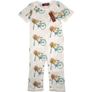 Milkbarn Baby Girl 3 6 Mos Bicycle Longall Outfit Rayon Bamboo White Flowers NWT